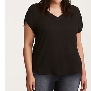 Torrid- Black Georgette Chiffon Inset blouse